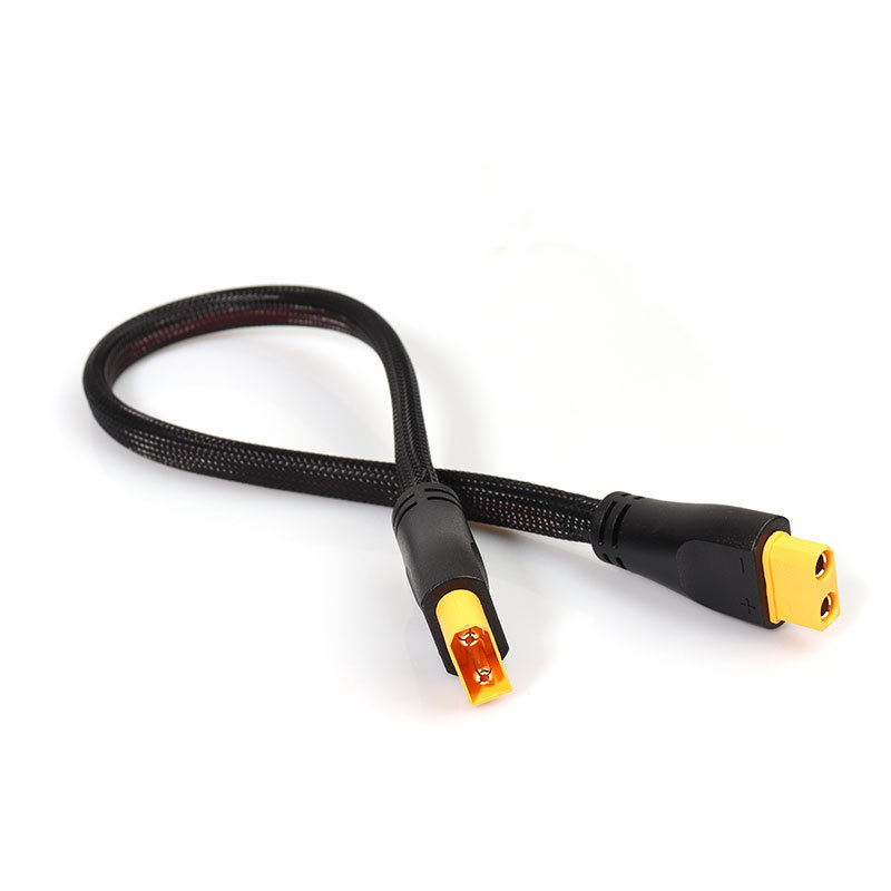 Electric Vehicle Xt90 High-Power Conversion Connector 8Awg 9Awg with Flame-Retardant Mesh Integrated Male-Female Extension Cable