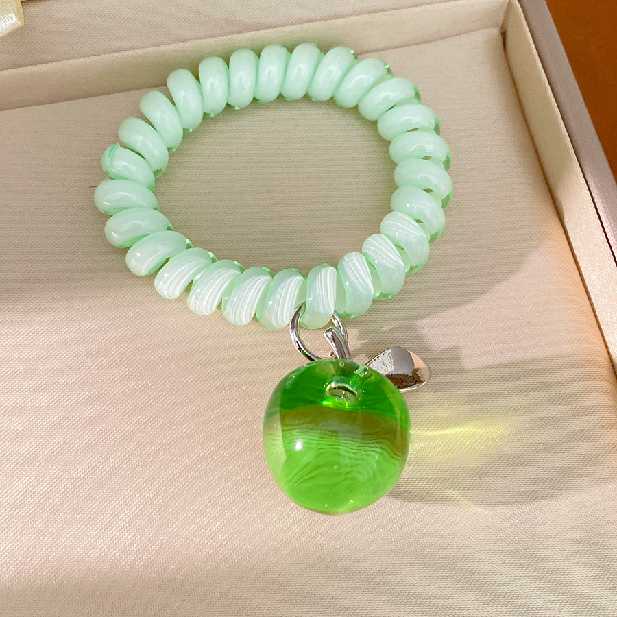 Aguja de plata de resina de manzana verde pequeño temperamento fresco pendientes de moda ligero lujo alta sensación conjunto de joyería al por mayor
