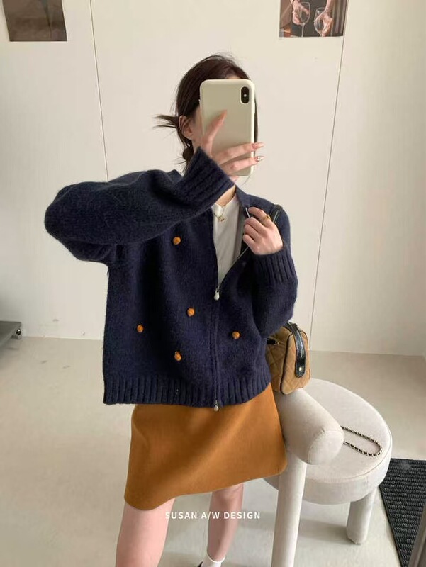 苏珊 高级感软糯开衫毛衣女秋冬2025新款宽松休闲慵懒风上衣26799|undefined