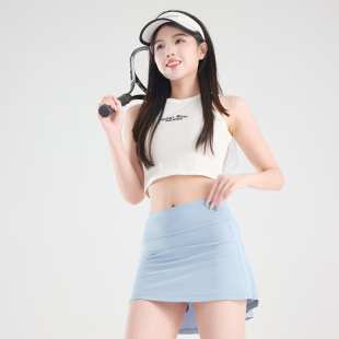 Fake Two-piece Sports Short Pants Skirt Women's Yoga Fitness Running Dance High Waist Loose Quick-drying Anti-light Tennis Skirt