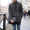 Men's medium length long sleeved woolen overcoat trend in autumn and winter