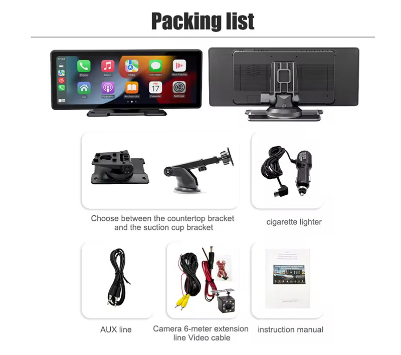 10.26inch Supports CarPlay portable screen, in-car MP5, high-definition navigation, reversing camera, Bluetooth player, USB