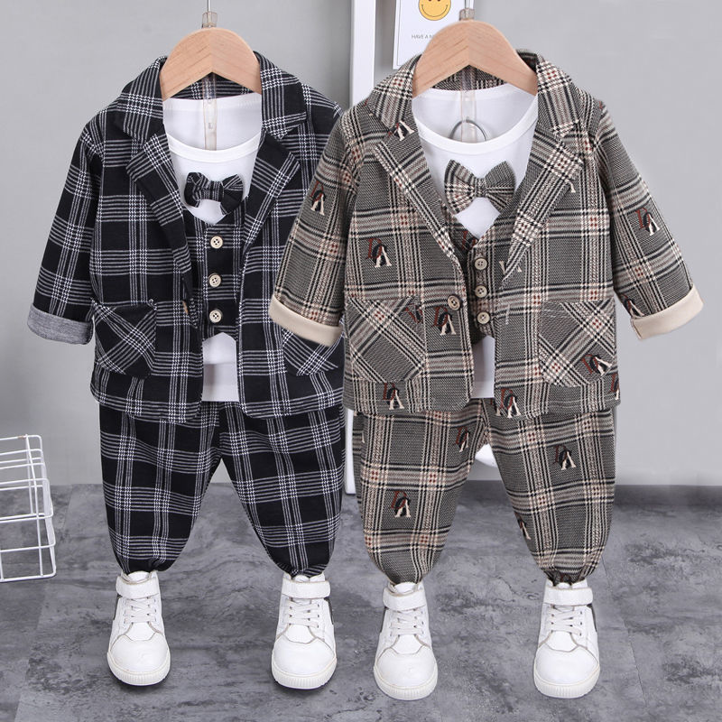 Boys' Dress 0 Spring & Fall Style 1 Kidsren's Baby Suit 2 Small Suit Three-Piece Set 3 Baby Small and Medium-Sized Kidsren's Clothing 4-5 Years Old