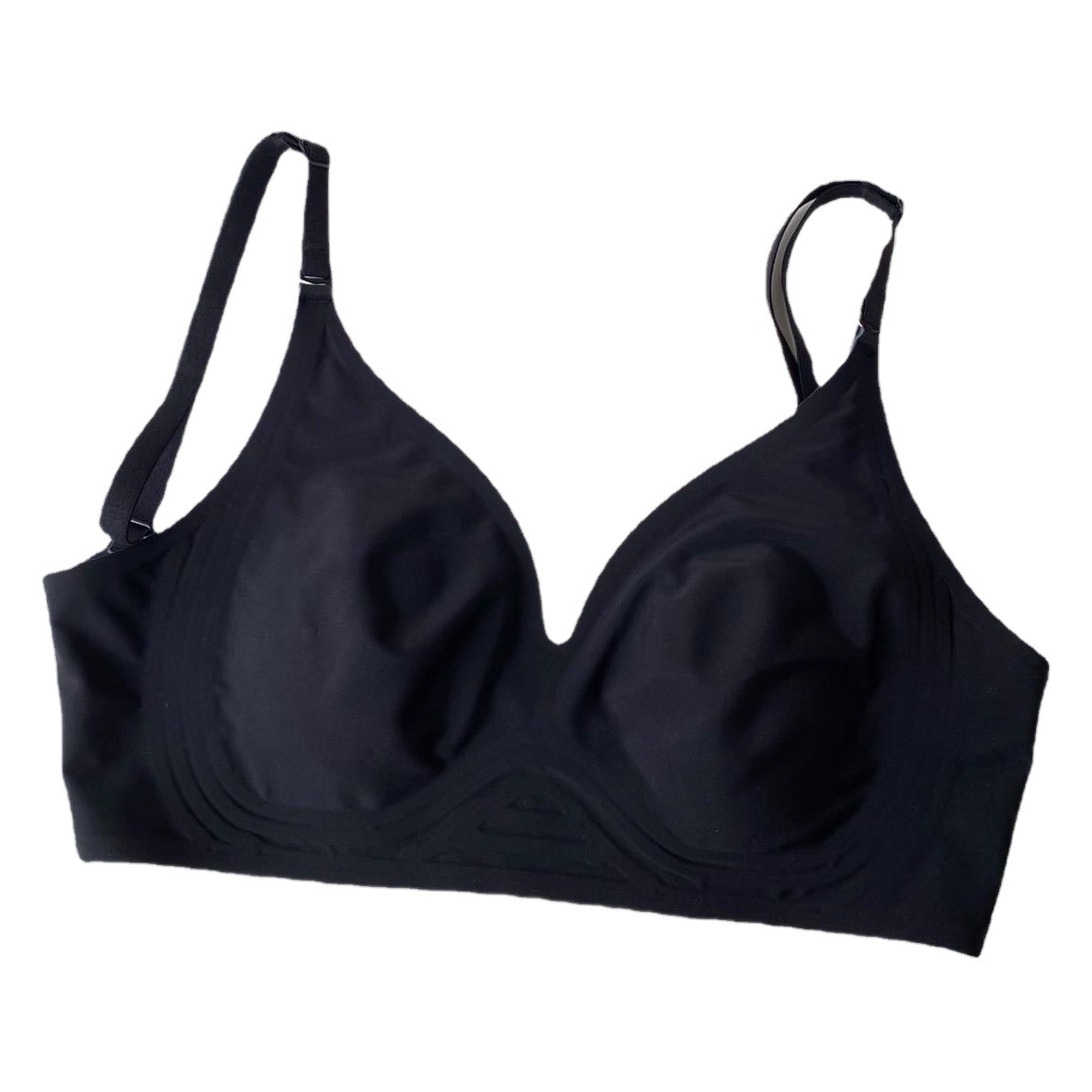 Ropa interior ultrafina de verano para mujer Piel de hielo Orejas de conejo pecho grande pequeña tira de jalea soporte suave sujetador transpirable desnudo sin costuras
