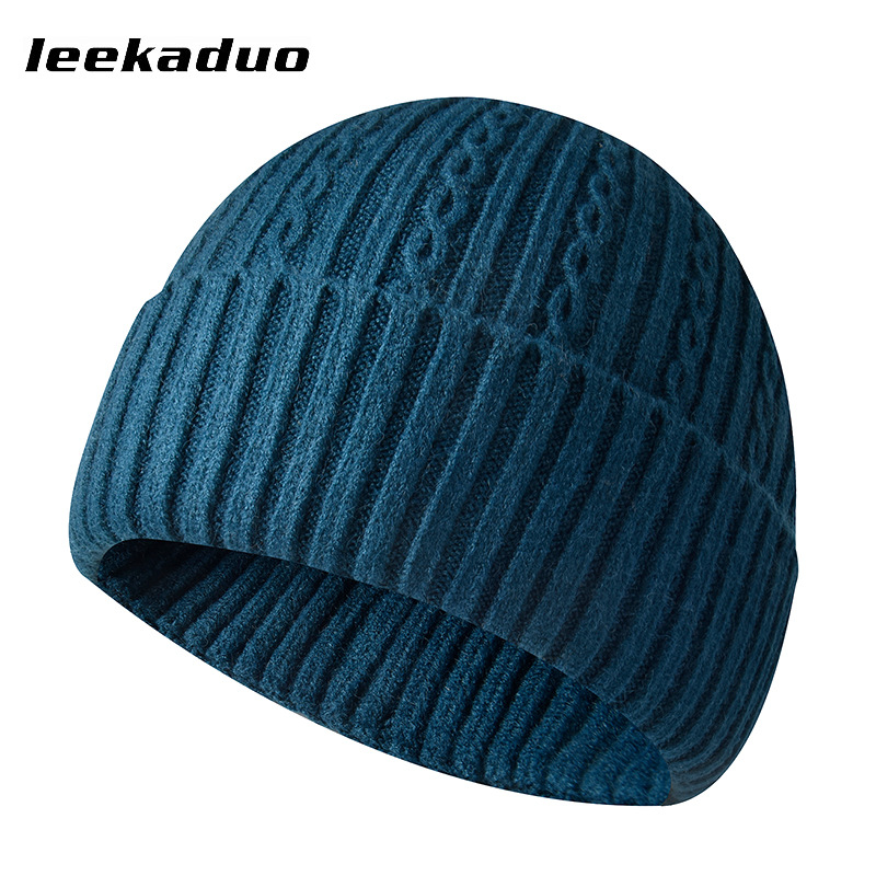 Nieuwe stijl kabel gebreide muts heren winter casual effen gebreide muts dames gezicht kleine wollen hoofd muts modieuze koude muts_voghion.com