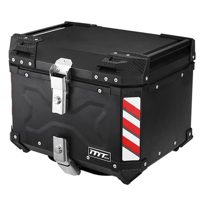 2026 Model X-Style Aluminum Alloy Motorcycle trunk - liningcarbon-steel-bottom-plate-x-shaped-black-quick-release-46l-aluminum-alloy-tail-box