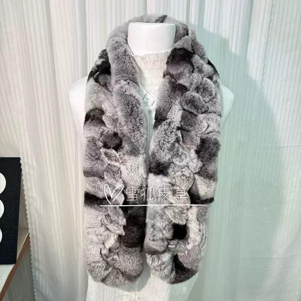 Korean rex rabbit fur real fur long neck warmer scarf, winter warm neck protector, stylish double-sided thick fur scarf