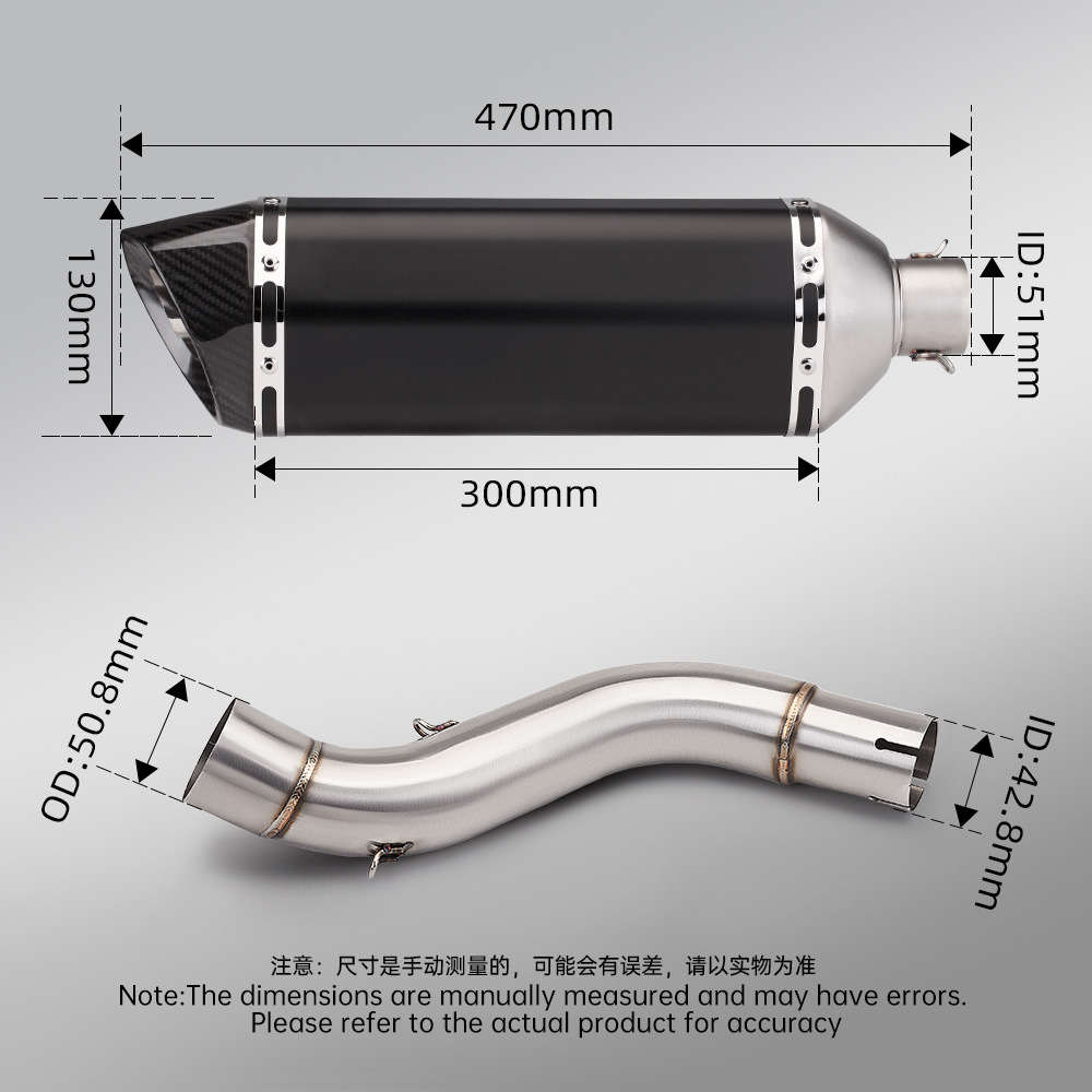 Chunfeng 700Mt Stainless Steel Mid-Section Hexagonal Dual-Hole Exhaust Pipe Set Motorcycle Modification