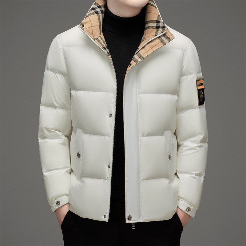 Men's 90 White Duck down Stand Collar down Jacket Youth Fashion Trend Easiest for Match Warm Top Men's Autumn and Winter Style