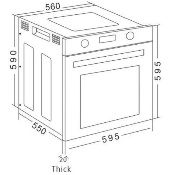 Built-in Electric Oven, 80 L Capacity, 4 Functions with Timer, All-in-One Baking Unit