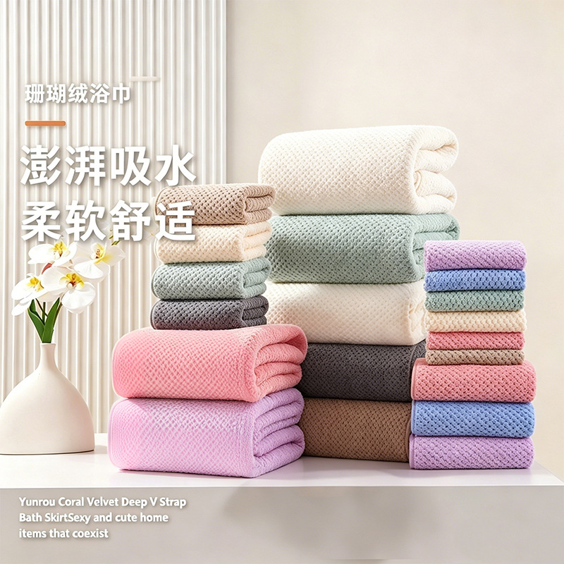 Wholesale transfronterizo piña toalla de baño gran coral veludo espesar toalla de regalo toalla de baño pareja toalla de baño de secado rápido absorción