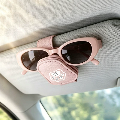 storage, pink paw print – Car Glasses Clip/Bill Clip