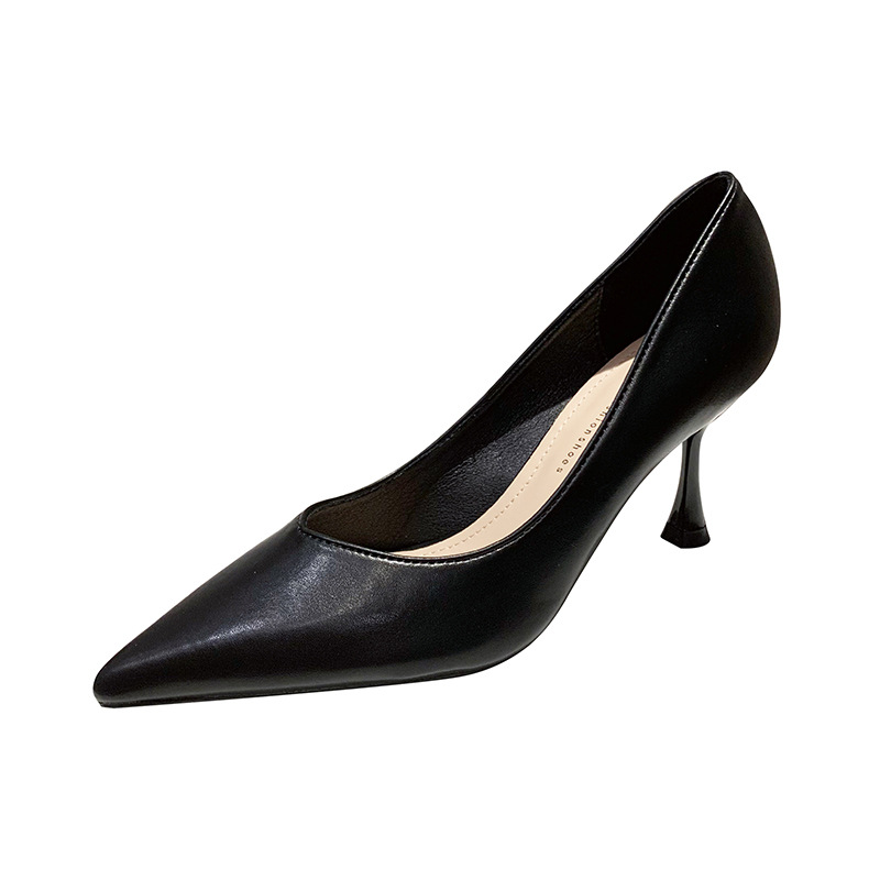 Schwarze Damen Pumps Mit Hohem Absatz Elegante Spitzschuhe_voghion.com