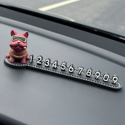 Pitbull Car Temporary Parking Nömrəli dayanma kartı - red-french-bulldog-three-dimensional-diamond-encrusted-parking-sign