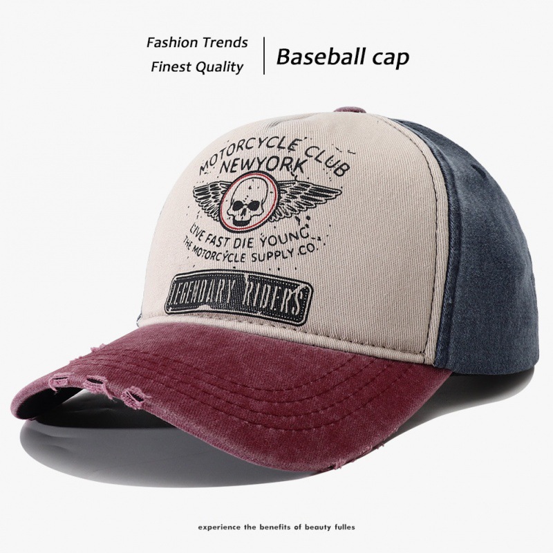 Early Autumn Hat Women 2023 New Vintage Washed Denim Baseball Cap For Men Hard Brim Korean Style Face Slimming Duckbill_voghion.com