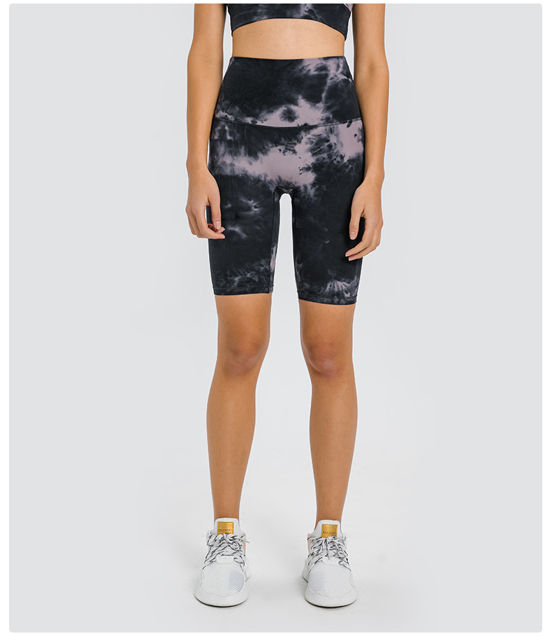 high waist hip lift tie-dye printing yoga shorts NSDQF127115
