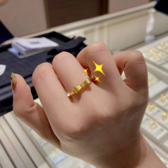 Gold-plated brass bowknot ring, South Sea gold openwork braid style ring, fashionable women's gold jewelry supply.