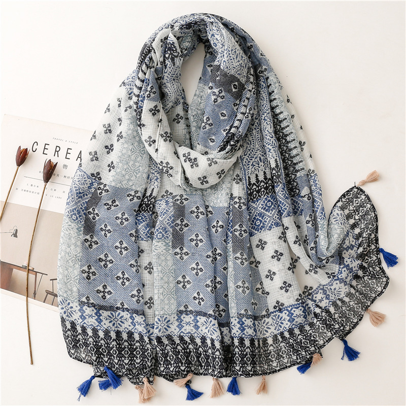 Plaid Couple Thin Literary Style Vintage Forest Cotton and Linen Scarf Korean Version Spring, Autumn and Winter Trendy for Men and Women