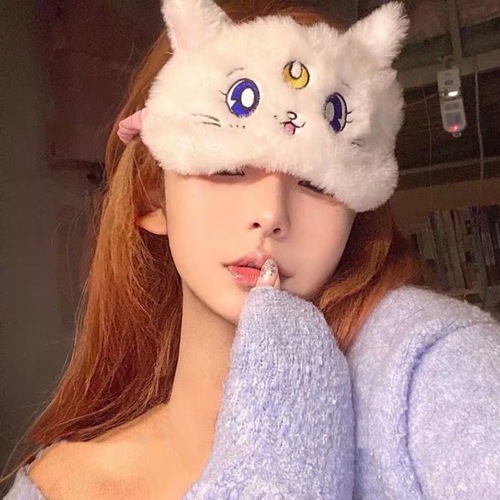 Sailor Moon cartoon cat light-blocking eye mask sleep breathable plush ice compress hot compress breathable dual-use eye mask