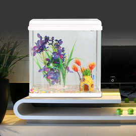 鱼缸玻璃家用客厅透明热弯加氧泵免换水懒人中小型浮法造景水族箱