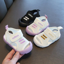 夏季新款0-1岁3宝宝凉鞋学步鞋防滑软底包头婴幼儿小童宝宝鞋代发