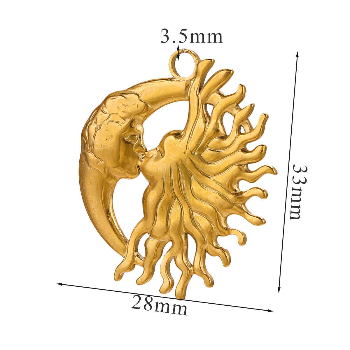 Retro europeo y americano de acero inoxidable sonriente cara Sol Luna colgante titanio acero DIY colgante collar accesorios hechos a mano