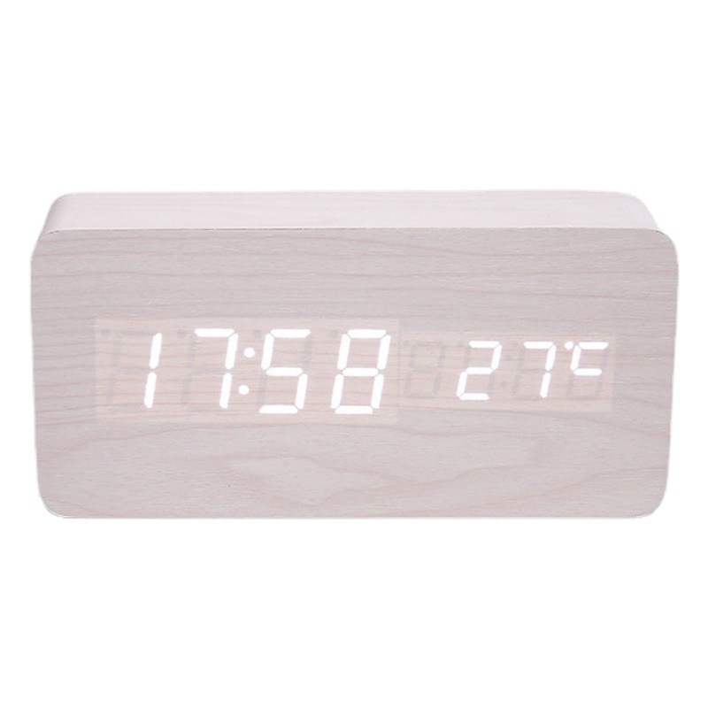 Comercio exterior transfronterizo Reloj despertador de madera LED reloj despertador de estudiante carga pantalla digital despertador electrónico moda reloj de madera decoración del reloj