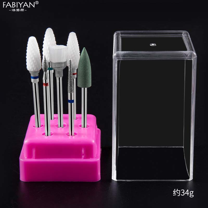 Molienda cabeza uñas tungsteno acero cerámica aleación 7 unidades traje delantero removedor de uñas esmalte de uñas exfoliante Herramientas de limpieza