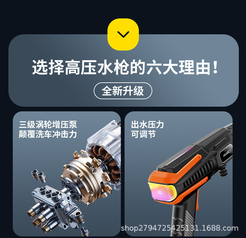 Convenient Pure Copper Motor High-Power Floor Scrubber Car Wireless Car Washing Machine High-Pressure Water Gun Ready Supply Hot Sale