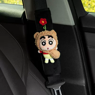 Accessory: Seat belt shoulder pad - red-flower-hat-brown-bag-crayon-shin-chan-black-velvet-shoulder-pads-no-specifications