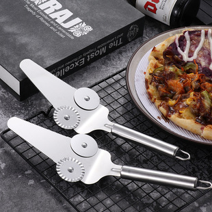 Creative Stainless Steel Pizza Wheel Knife Pizza Shovel Cake Shovel Bread Cutting Sandwich Kitchen Household Baking Tools