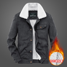 工厂货源跨境东南亚冬装短款加绒棉服灯芯绒工装休闲棉衣加绒加厚