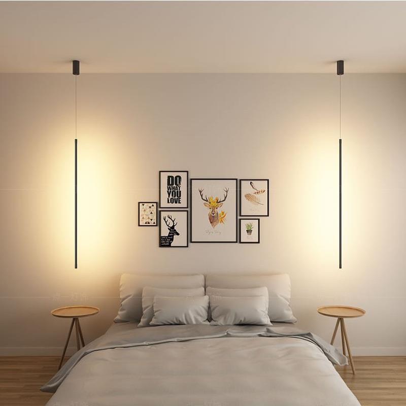 Manufacturer Wholesale Nordic Simple Study Strip Lamp Living Room Background Wall Hotel Room Bedroom Bedside Long Line Chandelier