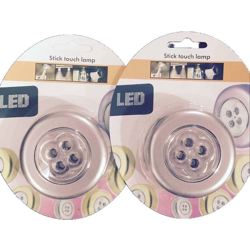 Креативная круглая сенсорная светодиодная подсветка 4LED нажми свет машина с лампой, маленький ночник, клеится на шкафу чтение