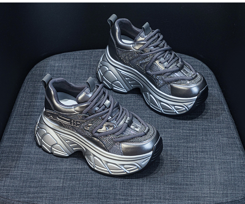 Giày sneaker nữ đế dày chunky tăng chiều cao 9 cm phong cách hot girl — Bạc M2696, M 2696m Màu sắc, M2696 đỏ chi tiết 15