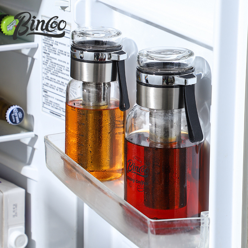 Bincoo Glass Cup Coffee Cold Brew Pot Tea Cup 304 Stainless Steel Filter Cup Cold Brew Magic Tool for Tea Leaves