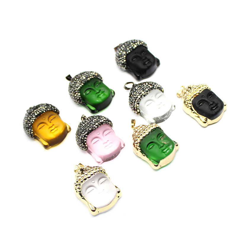 30g Weight Pendant Jewelry Making Type 1 Piece Quantity Daily Occasion glass Material Portrait, Buddha head Pattern Unisex Gender Retro Style 1 Piece Glass Portrait Buddha Head Pendant 1