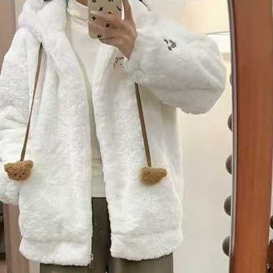 (2개) 친환경 재킷 두꺼운 느슨한 지퍼 가을과 겨울 캐시미어