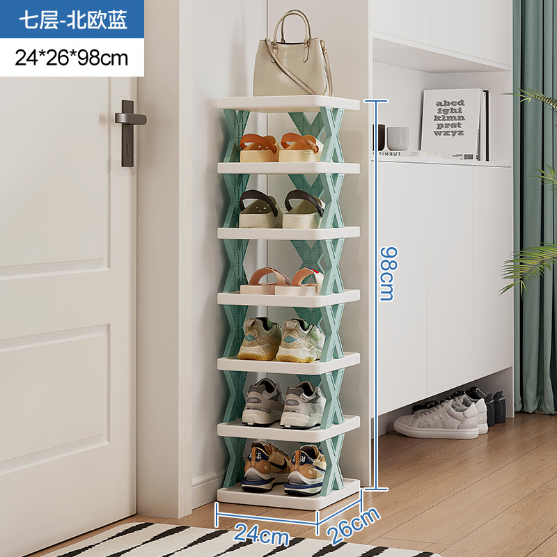Zapatero puerta de la casa entrada simple artefacto de almacenamiento ahorro de espacio partición en capas de plástico multicapa pequeño gabinete de zapatos estrechos