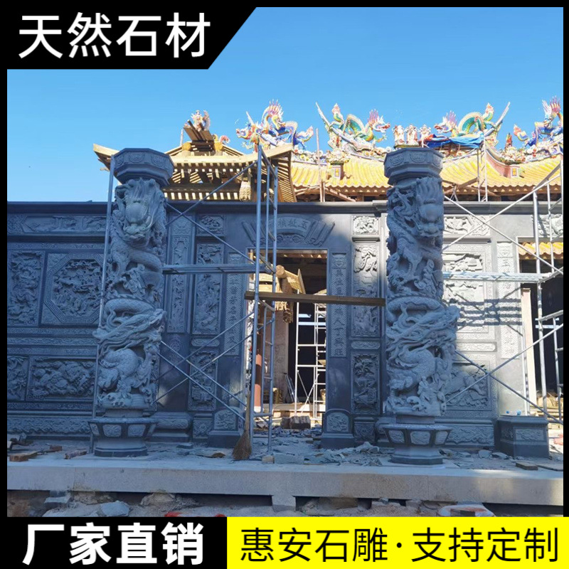 福建惠安大理石青石石雕龙柱华表柱盘龙柱寺庙祠堂广场文化柱摆件