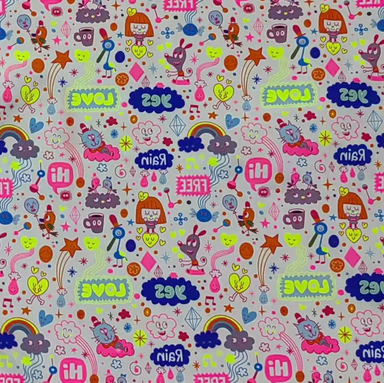 涤纶面料荧光色数码印花新方案保留传统色的深度叠加荧光色的艳丽