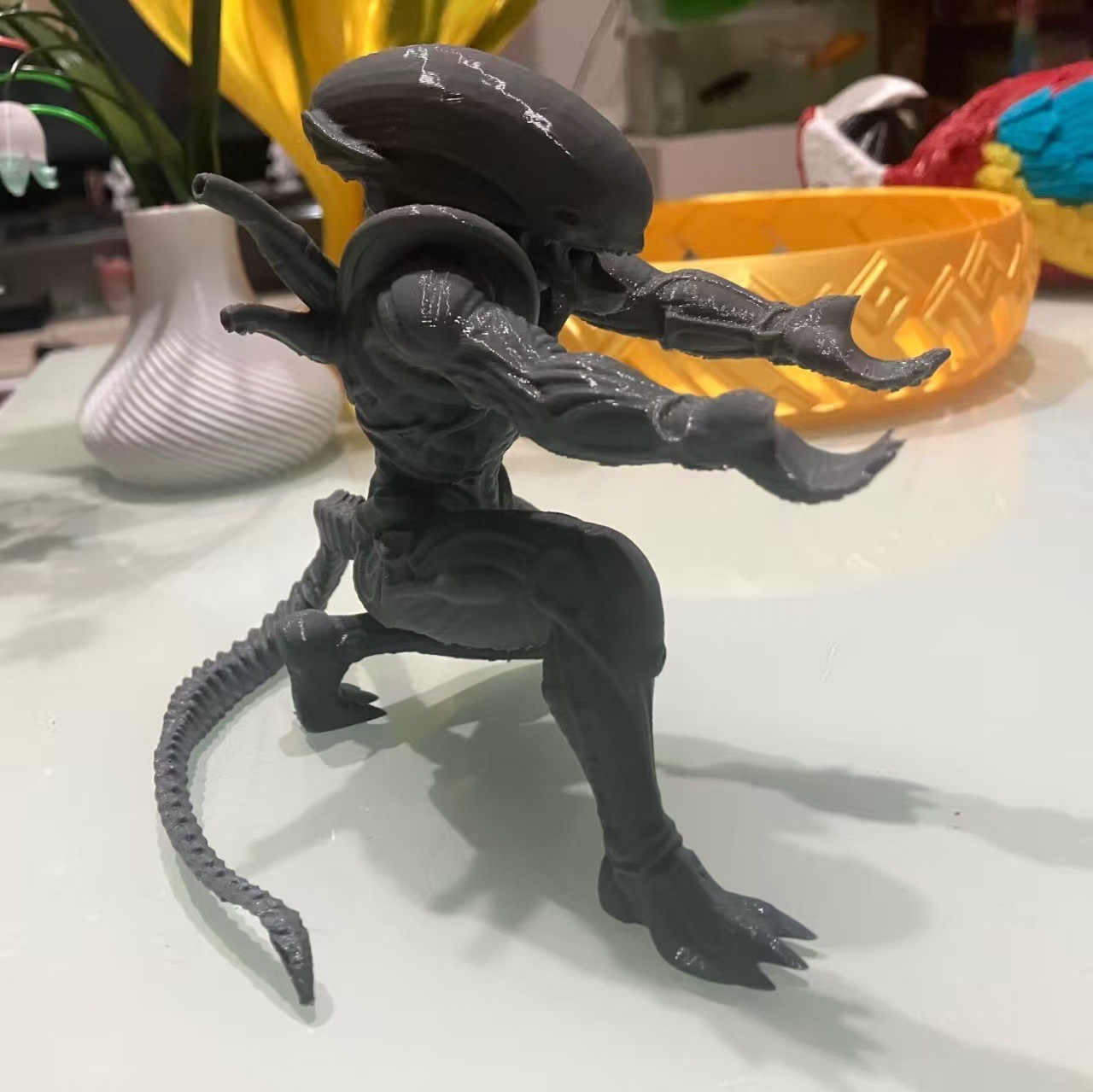 Ninja impresión adornos 3D hechos a mano estante de lápiz papelería almacenamiento bolígrafo personalidad mesa creativa con decoración negro samurai estante de lápiz