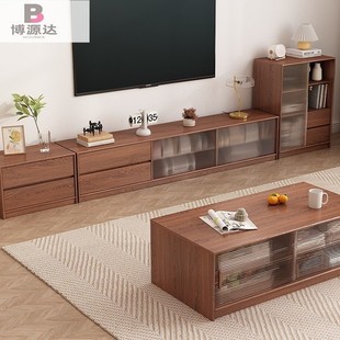 Full Set TV Cabinet Coffee Table Full Solid Wood Floor-standing Living Room Storage Integrated Film and Television Machine Side Cabinet TV Cabinet
