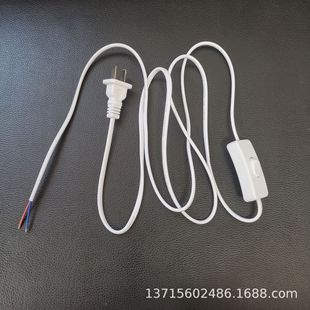 Flat plug power cord with 303 switch line national standard two plug line LED lamps AC power cord