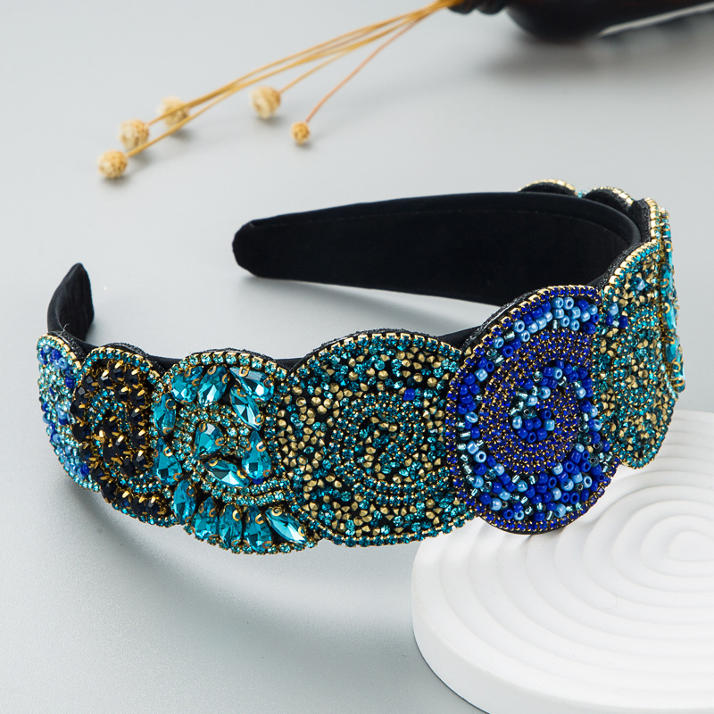 Fashion Color Rhinestone Headband Broad-sided Headband Wholesale display picture 9