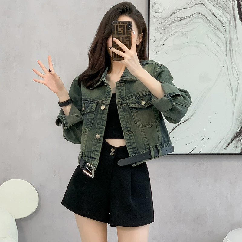 Denim autumn retro green jacket