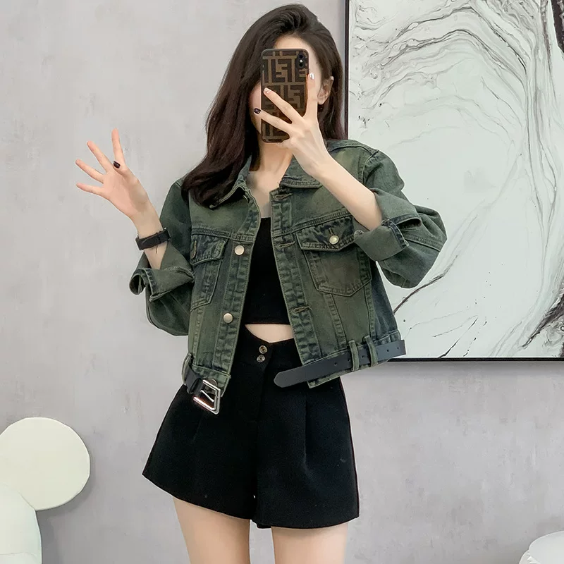 Denim autumn retro green jacket