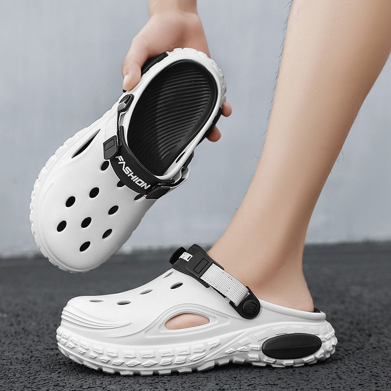 Thick-Soled Closed-Toe Clogs for Men, New Summer Style, Non-Slip, Wear-Resistant, Breathable, Beach Casual Sports Sandals