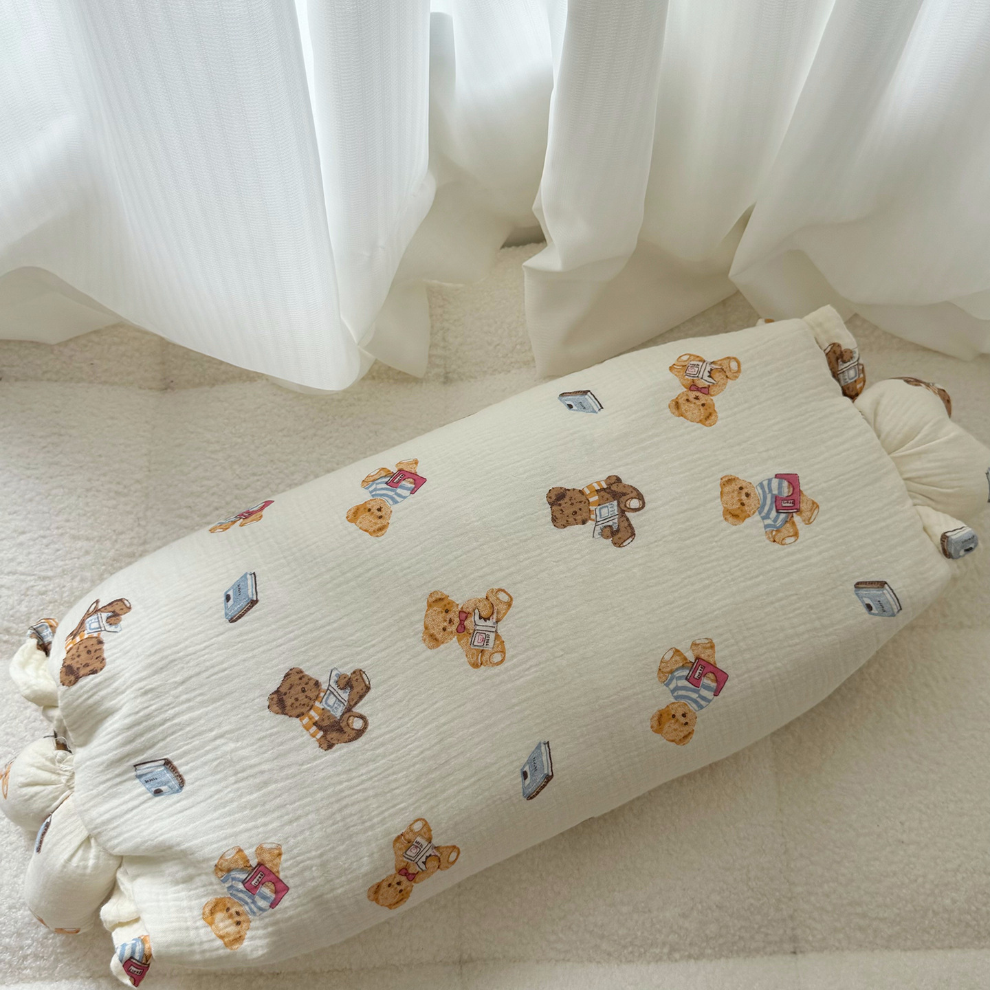 Cute Cartoon Multi-Patterned Adorable Wrinkled Gauze Fabric Filled Buckwheat Pillow Children's Room Decoration Small Pillow Window Headrest