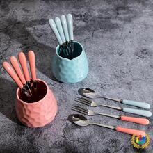 ✅叉子家用创意可爱水果叉陶瓷不锈钢水果签甜点叉家用儿童小叉子